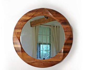 Palomar Framed Round Mirror - Black Walnut - Wood - 20 / 22 - Simple & Modern Designs - Oval and Round Mirrors
