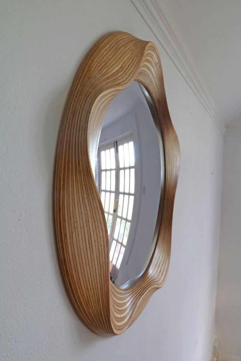 Convex mirror Round convex mirrors Wooden convex mirror for living room, bathroom, bedroom, hallway or study image 4