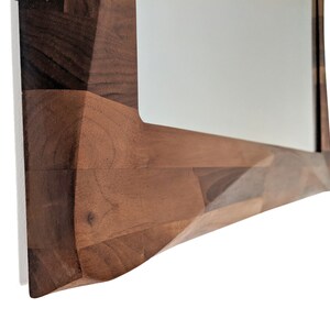 Large walnut mirror (43in) made from solid wood, luxury contemporary large wooden wall hanging mirror available in various types of wood