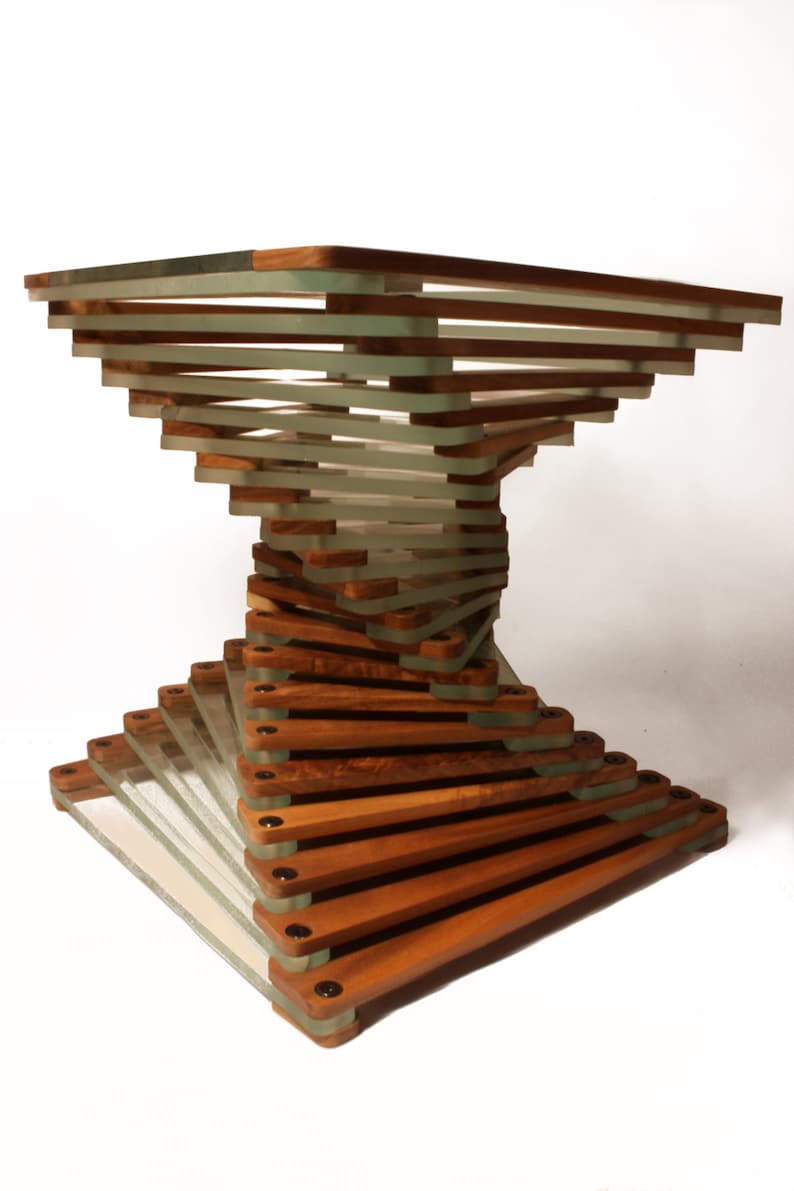 A stunning solid wood modern designer coffee table / occasional table / end table made from walnut and glass image 2