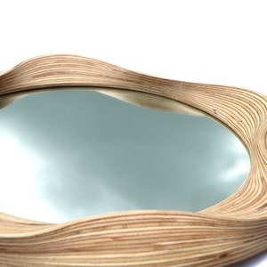 Round wall mirror round mirror Bathroom mirror Round wooden mirror Wall mirror Wooden mirror Wooden decorative mirror image 2