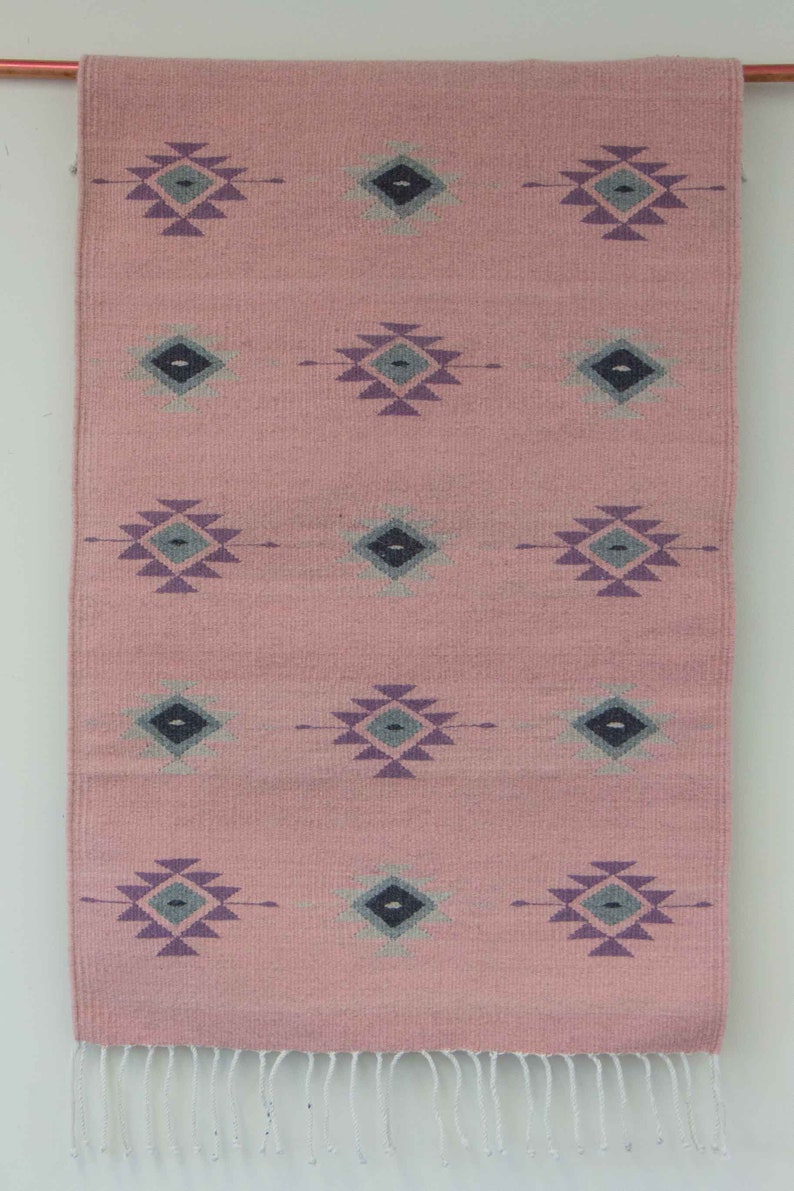 Boho Pink Rug Small Navajo Colorful Image 0