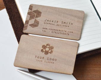 wood business card etsy