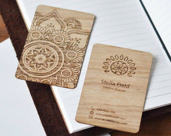 wooden business card etsy