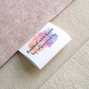 PRECUT Set of Custom Natural white fabric  Cotton Sew on or folded Fabric Labels with your Logo NOFRAY 50x25mm