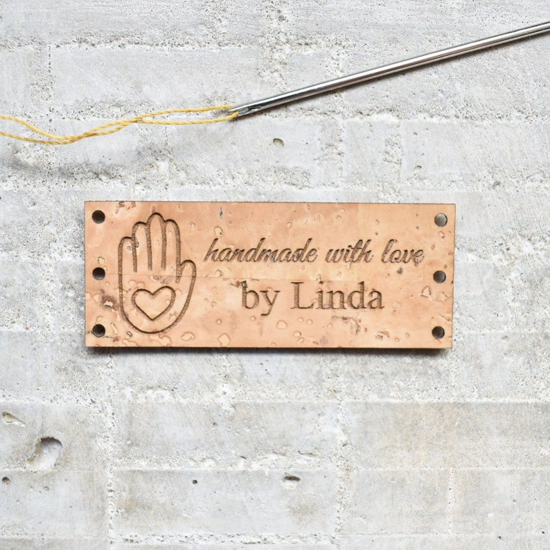 Logo tags Personalised cork tags in grey Cork labels Vegan leather tags Branding tags Choice of colours