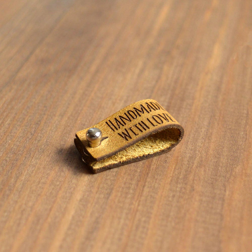 Leather tags handmade custom label tags rivet tags knitting Etsy