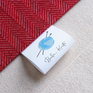 Personalised foldable Fabric Labels for Handmade, Custom Tags, Fabric Clothing Tags For Handmade, 30mm x 30mm Sewing tags, Knitted Crochet