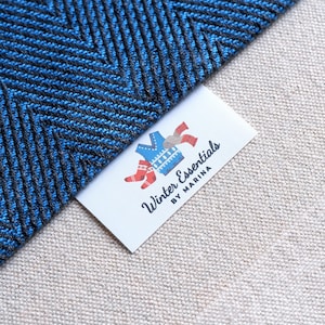 Fold-over Fabric Garment Product Tags For Handmade Items Customise with your own text 25mm x 50mm Sewing Knitted Crochet Handsewn labels