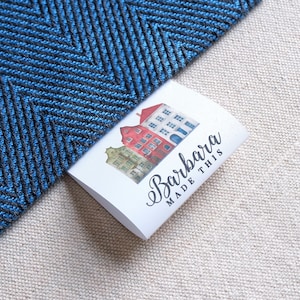 Aangepaste witte stoffen kledinglabels, gepersonaliseerde naaitags voor handgemaakte kleding, bedrukt naailabel voor handgemaakte artikelen