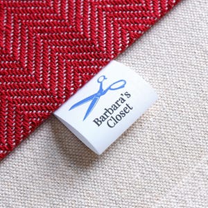 Handmade Fold-over Fabric labels, fabric Garment Product Tags For Handmade Items,Customise with your text 25mm x 50mm, fabric tags