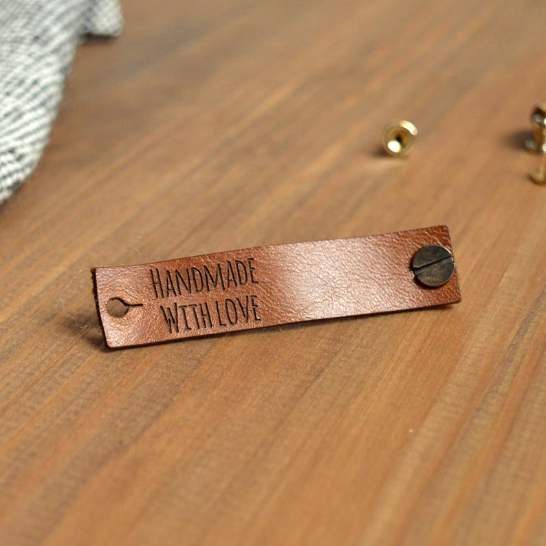 Leather labels handmade custom leather tags rivet tags Etsy