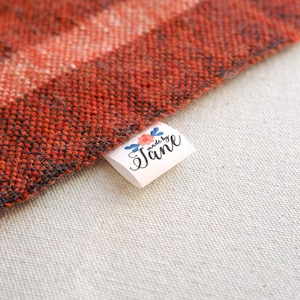 Personalised Tags for Crochet & Knitting – Fold Over Custom Fabric Labels – Branding Tags for Yarn-Based Crafts