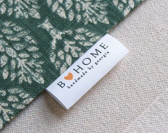 Custom fabric labels for clothing, fabric labels for quilts, fabric labels for handmade items fold over, custom garment labels flat 30x30mm