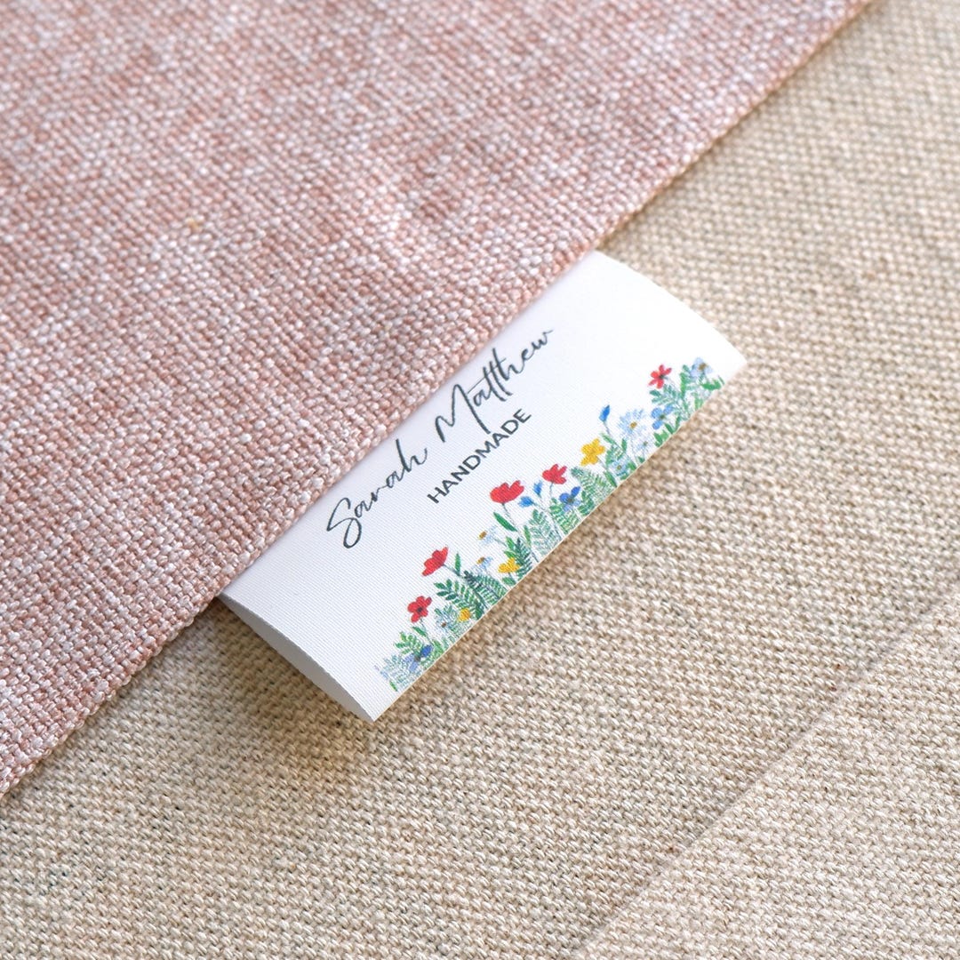 PRECUT Set of Custom Natural Fabric Sew on or Folded Fabric Labels With ...
