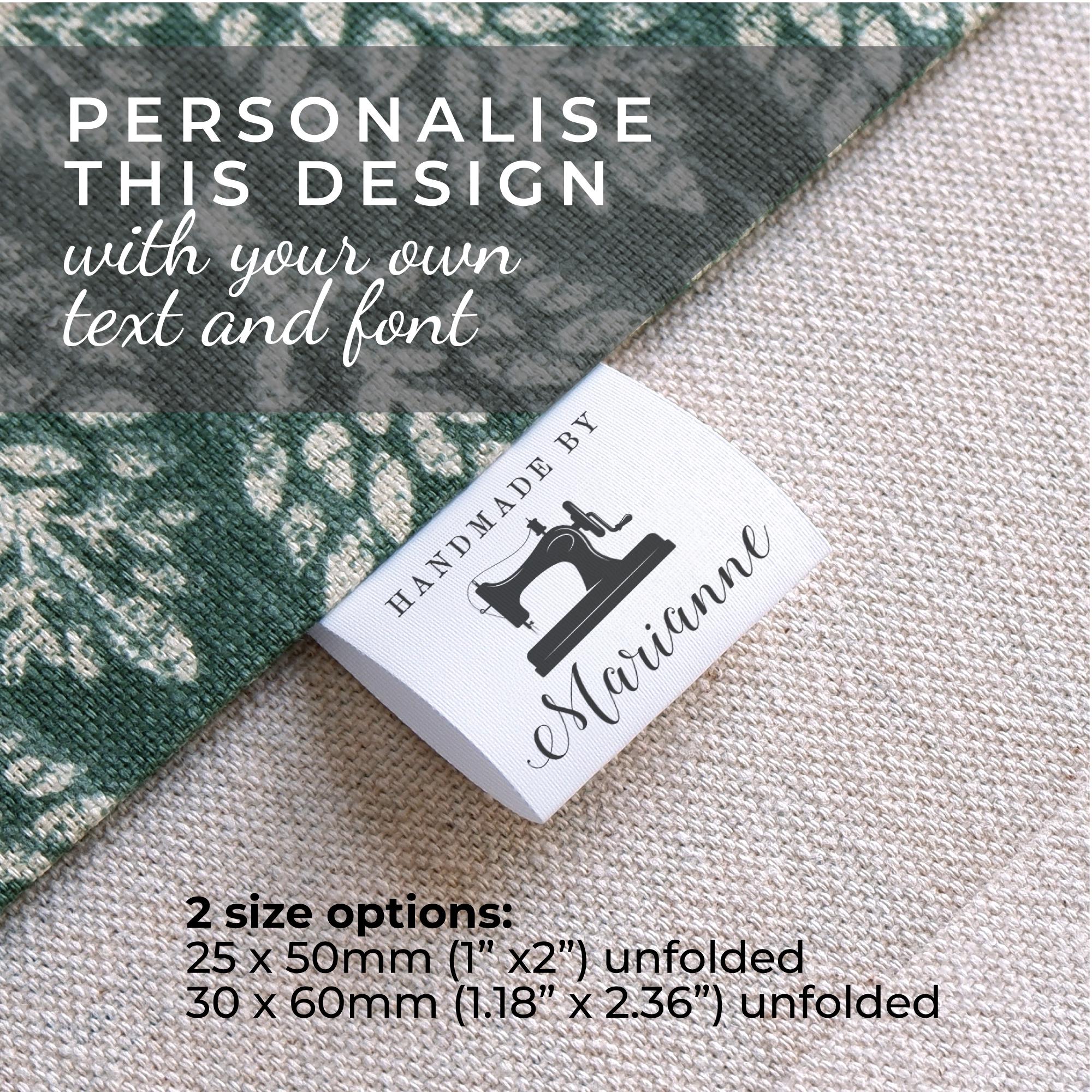 Personalised Sewing Labels 25 X 50mm or 30 X 60mm – Custom Clothing ...