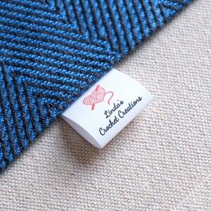 Personalised fold over Fabric Labels for Handmade, Custom Tags, Fabric Clothing Tags For Handmade, 30mm x 30mm Sewing tags, Knitted Crochet