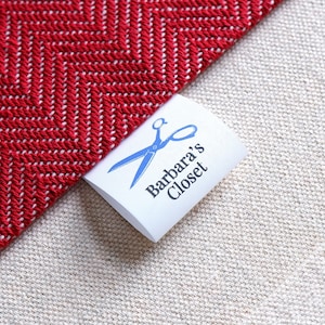 PRECUT Set of Custom Natural fabric  Sew on or folded Fabric Labels with your Logo NOFRAY 30x60mm