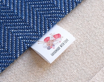 Fabric sewing labels, sew-on tags, fold-over labels, iron on, cotton, to personalize, customize, blanket tag, quilt label, name tag, precut