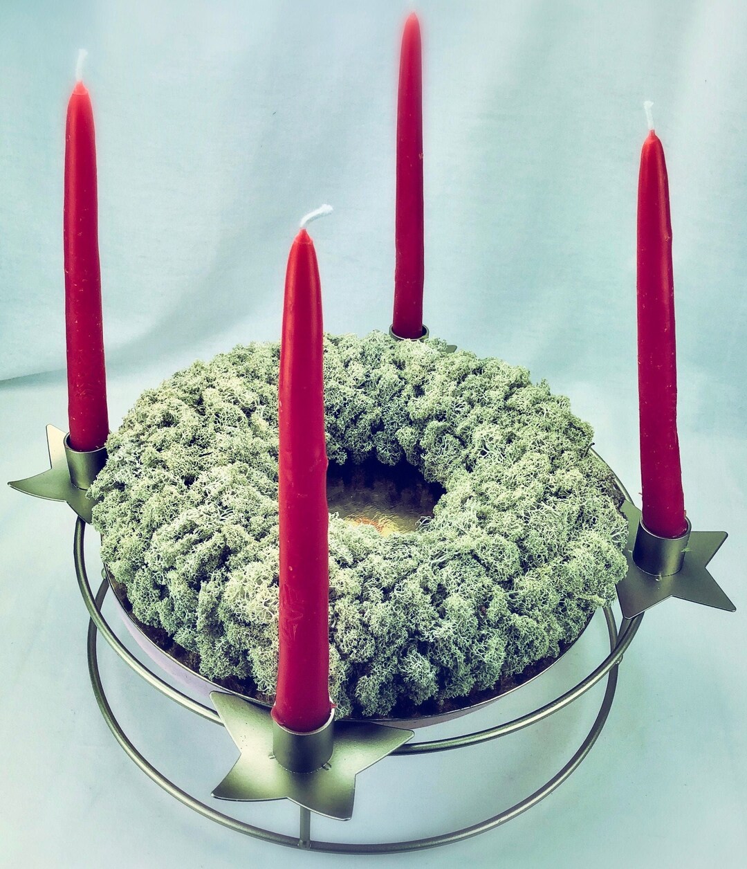 Beeswax Candles, Irish Moss Advent Wreath With Accessories Etsy
