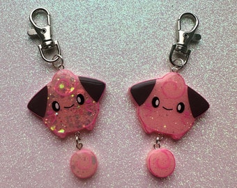 Resin Pokemon Keychain, Kawaii Cleffa Hanging Dangle Keyring Charm