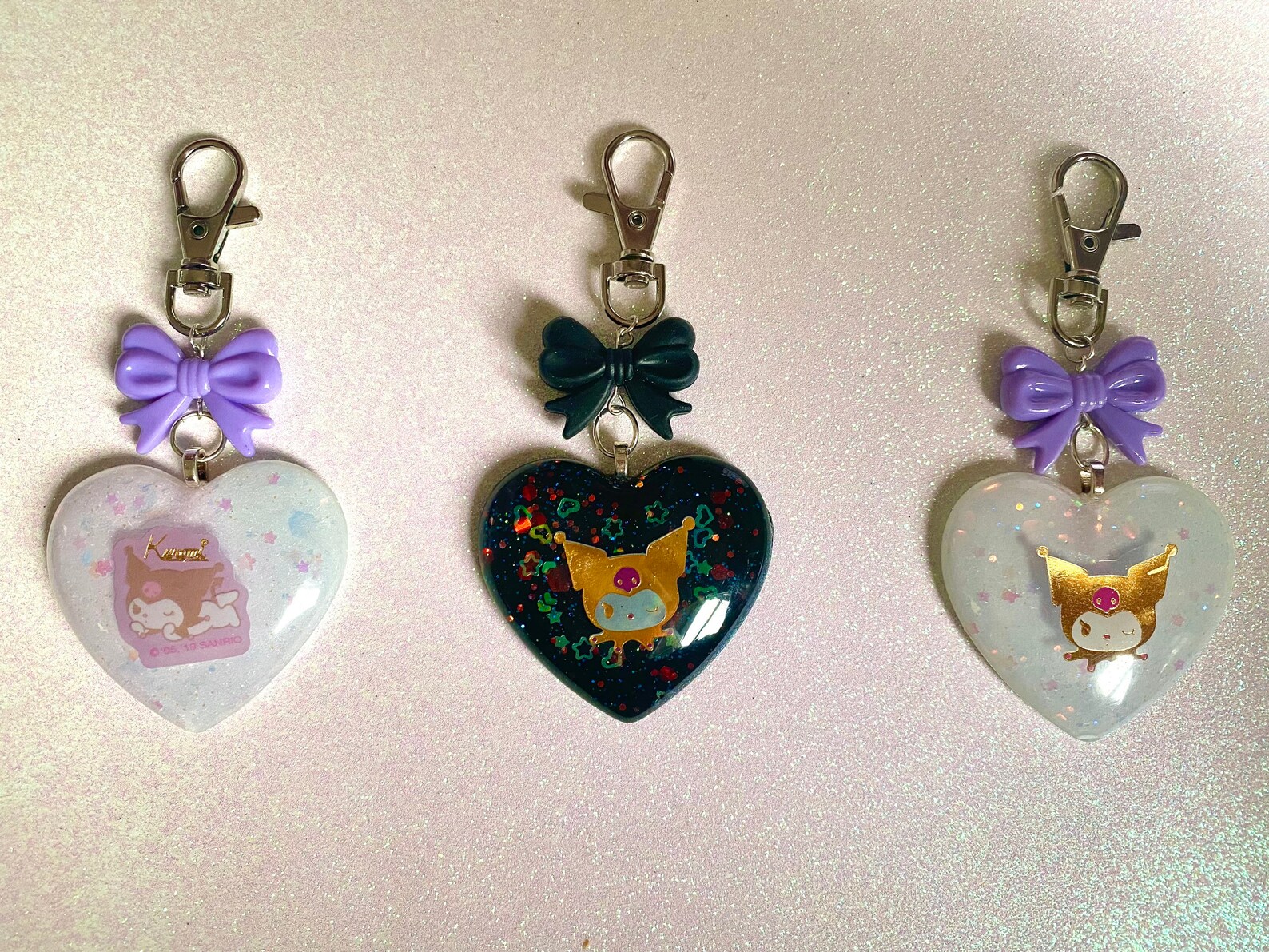 Kawaii Keychain Resin Kuromi Pastel Keyring Etsy