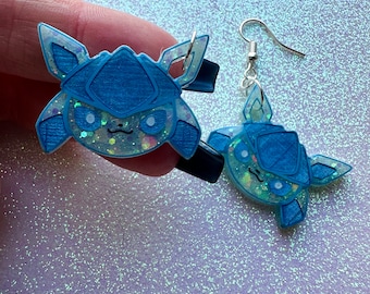 Kawaii Pokemon Earrings, Resin Eeveelution Glaceon Pokemon Earrings