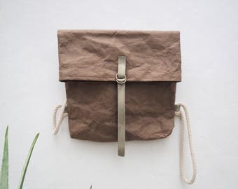 Minimal Paper Fabric Backpack: Eco Vegan Rucksack