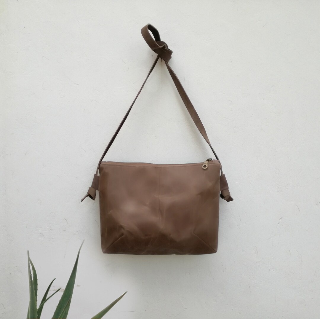 Minimal Crossbody Bag With Hand Waxed Fabric, a Travel Purse With