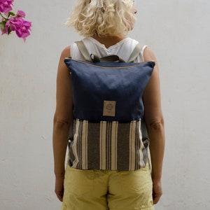 Minimal Canvas Backpack with zipper, Laptop Rucksack image 1