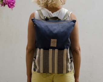 Minimal Canvas Backpack with zipper, Laptop Rucksack