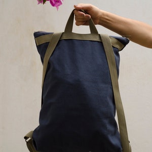 Minimal Canvas Backpack with zipper, Laptop Rucksack image 6