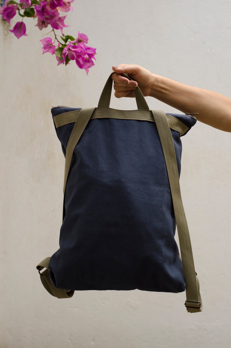 Minimal Canvas Backpack with zipper, Laptop Rucksack image 6