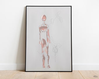 Figure sketch digital Art, Wall deco art