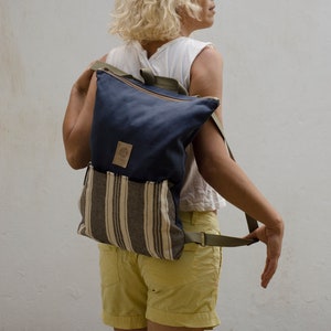 Minimal Canvas Backpack with zipper, Laptop Rucksack image 4