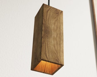 ROVAA Bespoke Oak Wood Pendant Lamp, Rustic Ceiling Light for Contemporary Homes