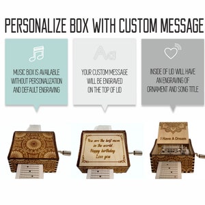 Ho un sogno Abba Hand Crank Wood Paper Strip Music Box con incisione personalizzata Taglio laser e inciso immagine 2