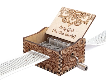 Only Girl - Hand Crank Wood Paper Strip Music Box With Personalized Engraving - Laser Cut and Engraved