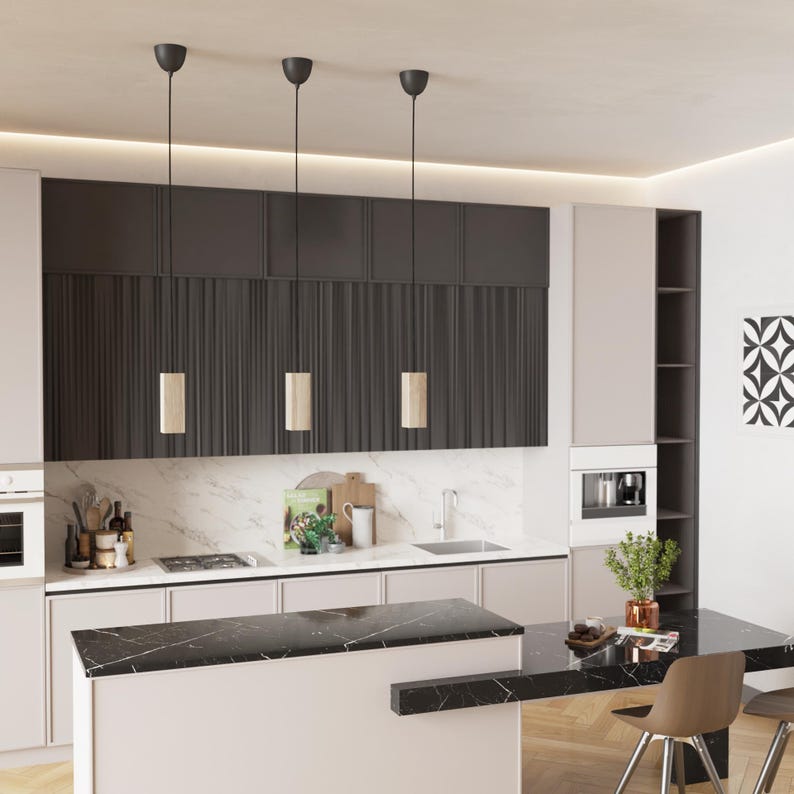 ROVAA Bespoke Oak Wood Pendant Lamp, Rustic Ceiling Light for