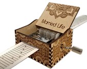 Married Life - Up - Hand Crank Wood Paper Strip Music Box With Personalized Engraving - Laser Cut and Engraved