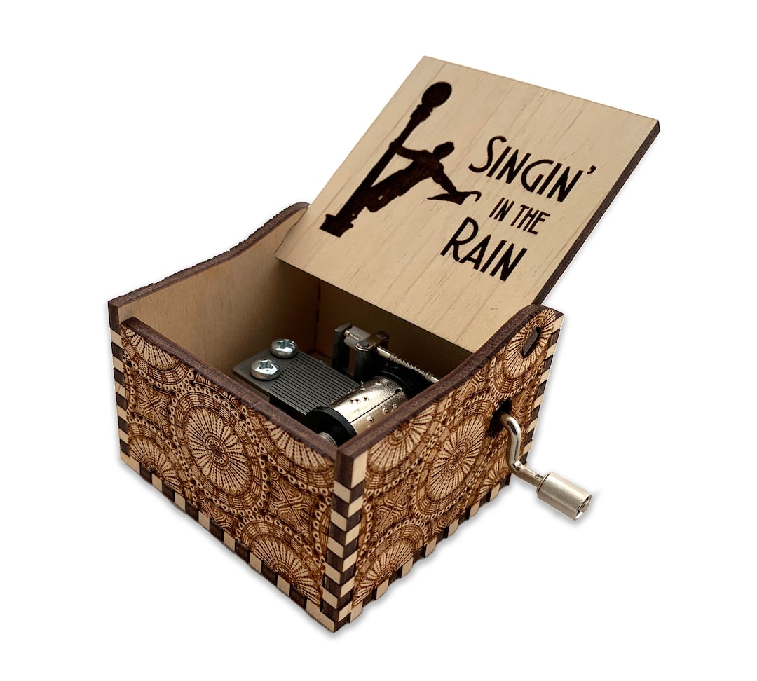 Singing in the Rain - Hand Crank Wood Music Box With Personalized