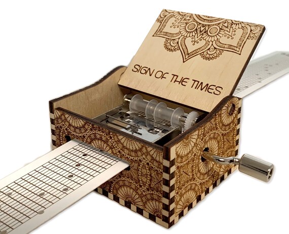 Sign of the Times Harry Styles Hand Crank Wood Paper Strip Music Box With  Personalized Engraving Laser Cut and Engraved 