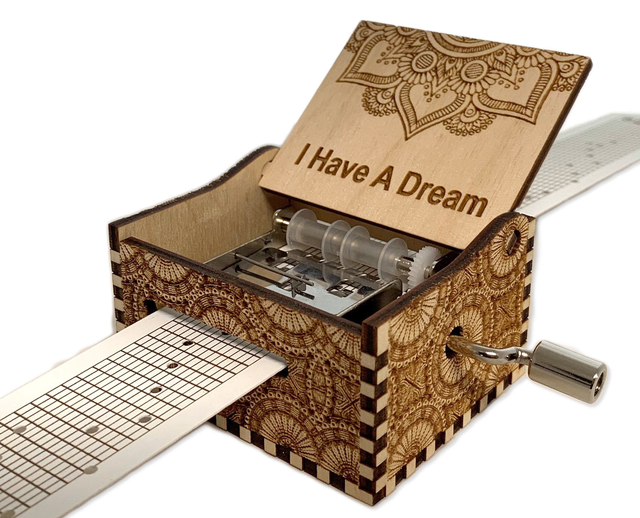 You Are My Sunshine Wooden Carved Hand Cranked Music Box Ornaments Black 