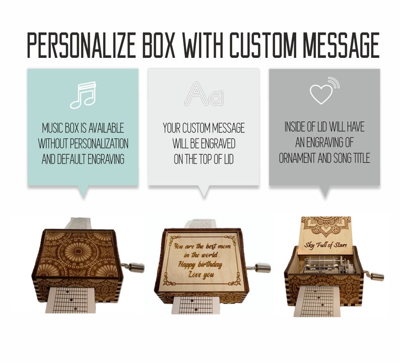 Sky Full Of Stars Coldplay Hand Crank Wood Paper Strip Music Box With Personalized Engraving Laser Cut and Engraved image 2