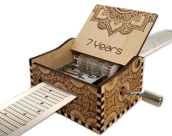 7 Years - Lukas Graham - Hand Crank Wood Paper Strip Music Box With Personalized Engraving - Laser Cut and Engraved