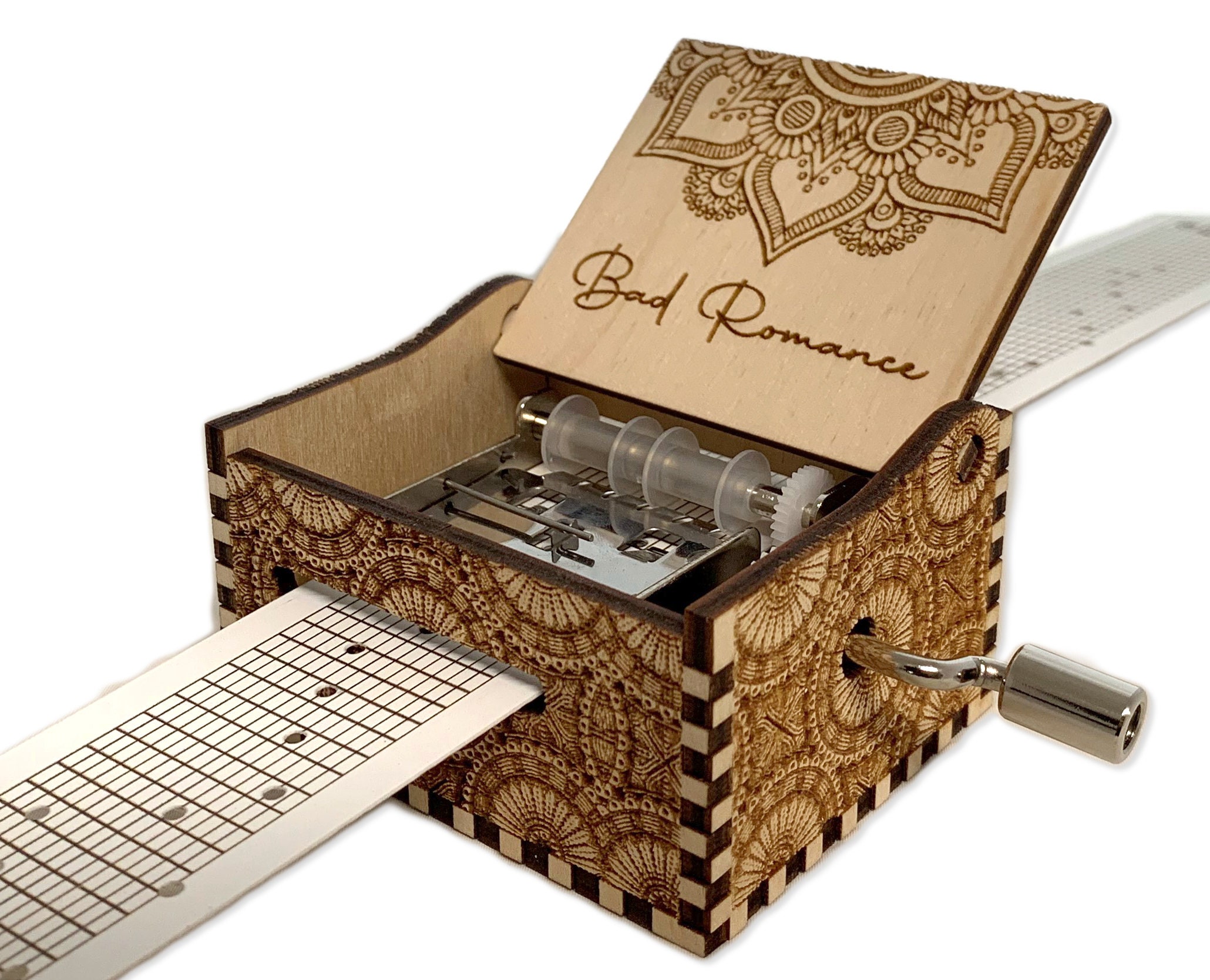 Bad Romance - Lady Gaga - Hand Crank Wood Paper Strip Music Box