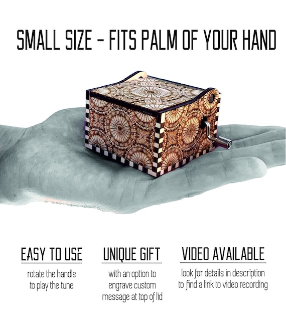 エリーゼのために - ベートーヴェン、レーザーカットの手回し式木製