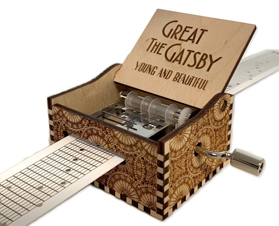Young and Beautiful - Great The Gatsby - Hand Crank Wood Paper Strip Music Box With Personalized Engraving - Laser Cut and Engraved