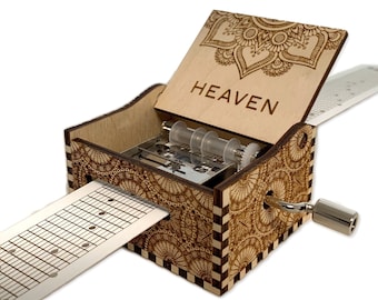 Paradiso - Bryan Adams - Hand Crank Wood Paper Strip Music Box con incisione personalizzata - Taglio laser e inciso