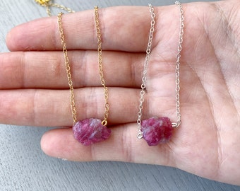 Gemstone Crystal Necklace Gift for Her, Choker Necklace NEW /& RARE 18k Gold Pink Tourmaline Necklace Personalized Birthstone Jewelry